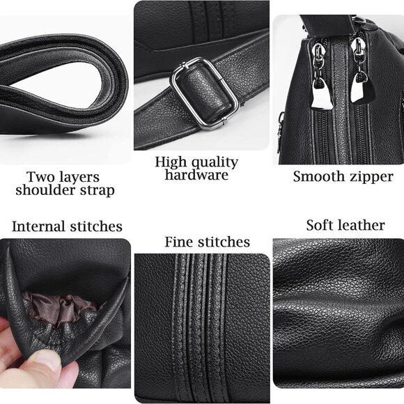 Women Soft PU Leather Shoulder Handbag Multi Pocket Crossbody Bag Ladies Medium - Picture 5 of 6